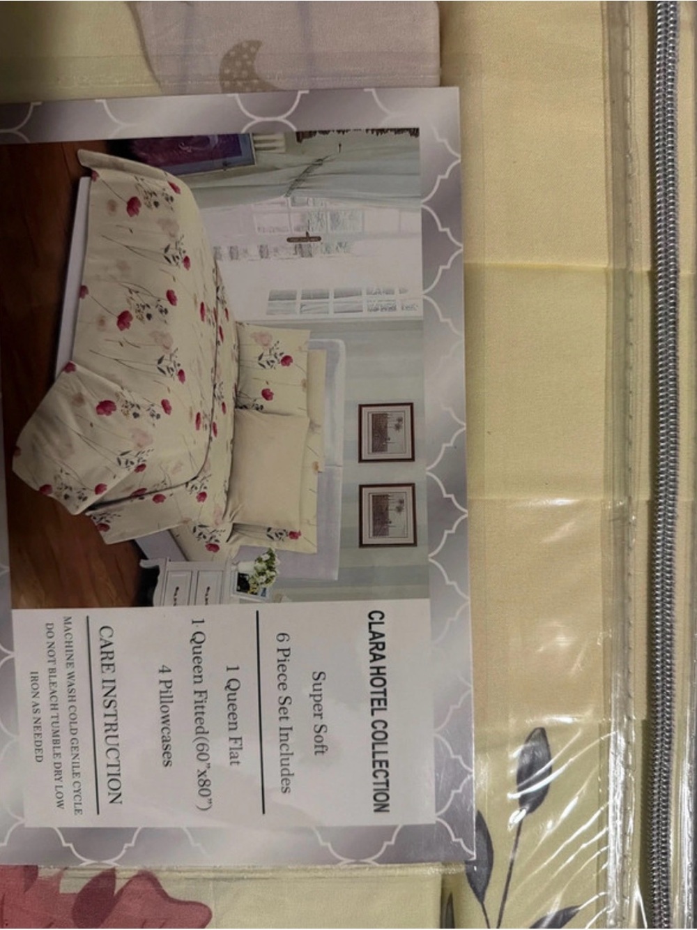 Hotel Collection Cream Bedding Set with Pink Floral Accents